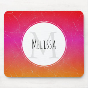 Hot-roze Oranje gradiënt Abstract monogram Muismat