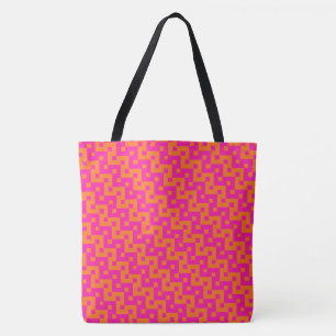 Hot-roze, Oranje, mozaïekChevron Pattern Tote Bag