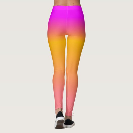 Hot-roze Oranje ombre gradiënt Leggings (Achterkant)