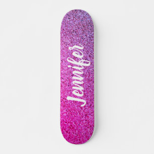 Hot-roze Paars Ombre Faux Glitter op persoonlijke Skateboard