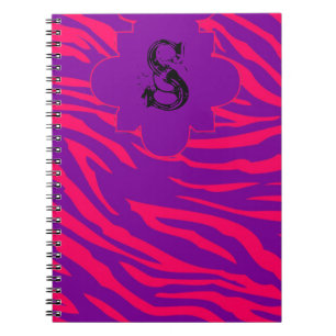 Hot Roze Paarse Zebra Print Dierlijke Spiraal Noti Notitieboek