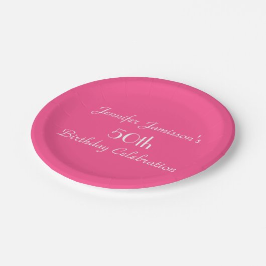 Hot-roze papieren Borden, 50e verjaardag Papieren Bordje (Gekanteld)