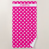 Hot-Roze pooldot Aangepaste keukenhanddoek Strandlaken (Voorkant)