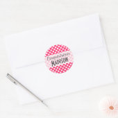 Hot-roze pooldots ronde sticker (Envelop)
