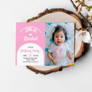 Hot roze pop uitnodigen, Mode pop partij foto Kaart