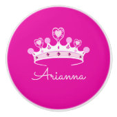 Hot-roze prinses Crown Custom Keramische Knop (Voorkant)