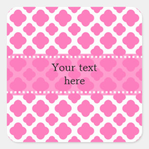 Hot-roze Quatrefoil-patroon Vierkante Sticker