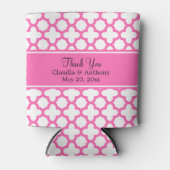 Hot-roze Quatrefoil Pattern Weddenschap Bedankt Blikjeskoeler (Voorkant)