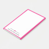 Hot-roze rand & hart met liefde voor naam post-it® notes (Schuin)