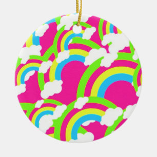 Hot-roze regenboogpatroon keramisch ornament