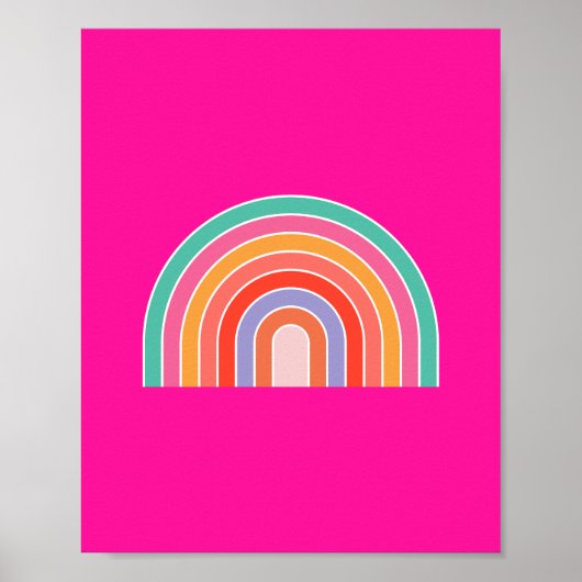 Hot-roze regenboogpreppy kleurige Happy Rainbow Poster (Voorkant)