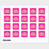 Hot-roze regenboogpreppy kleurige Happy Rainbow Vierkante Sticker (Vel)