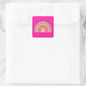 Hot-roze regenboogpreppy kleurige Happy Rainbow Vierkante Sticker (Tas)