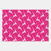 Hot-Roze rendierbomen, kerstbomen en Holly Inpakpapier Vel (Voorkant 3)