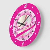 Hot-roze retro Baseball-stijl Grote Klok (Hoek)