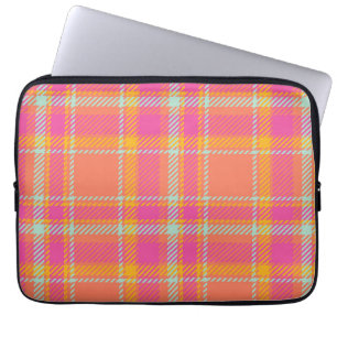 Hot-roze Retro met Oranje en blauw Laptop Sleeve
