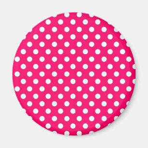Hot-roze Retro Polka Dots Pattern Magnet Magneet