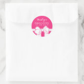 Hot-roze ribbon bruiloft Dank je Sticker (Tas)