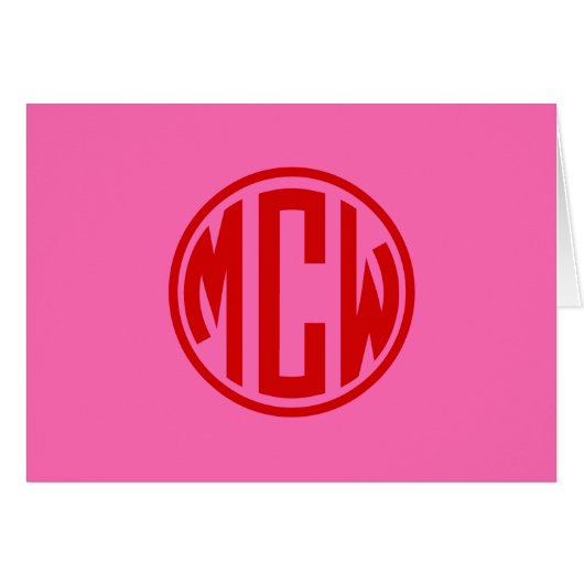 Hot-roze rode preppy cirkelvormig monogram DIY BG (Voorkant Horizontaal)
