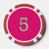Hot Roze rood 5 gestreepte poker chip (Achterkant)