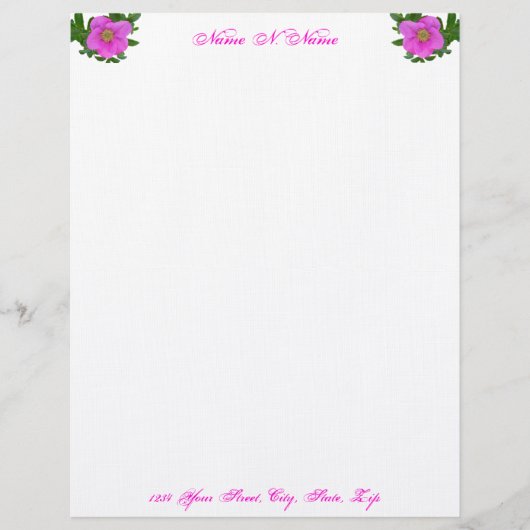 Hot-roze Roos Briefhoofd Sjabloon (Voorkant)