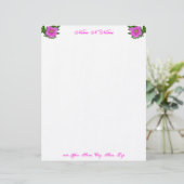 Hot-roze Roos Briefhoofd Sjabloon (Staand voorkant)