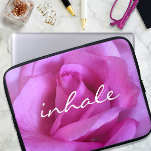 Hot Roze Roos Foto Inhaleren Quote Modern Eenvoudi Laptop Sleeve