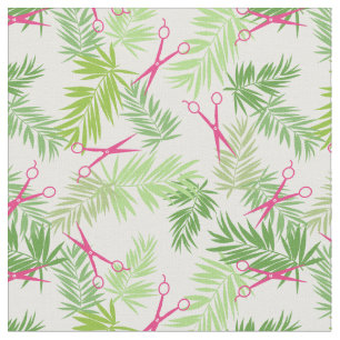 Hot-roze schaar groene handpalmen stof