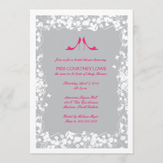 Hot-roze schoenen Bridal Shower-uitnodiging Kaart