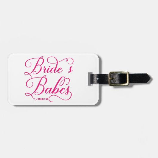 Hot-roze script | Bride Babes Bachelorette Party Bagagelabel (Voorkant horizontaal)
