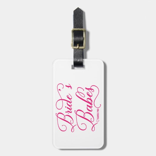 Hot-roze script | Bride Babes Bachelorette Party Bagagelabel (Voorkant verticaal)