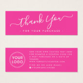 Hot roze script business logo dank u invoegen mini visitekaartjes (Voorkant /achterkant)