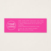 Hot roze script business logo dank u invoegen mini visitekaartjes (Achterkant)