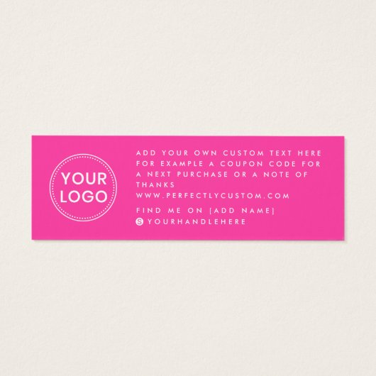 Hot roze script business logo dank u invoegen mini visitekaartjes (Achterkant)