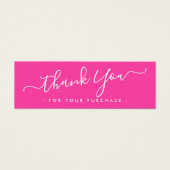 Hot roze script business logo dank u invoegen mini visitekaartjes (Voorkant)