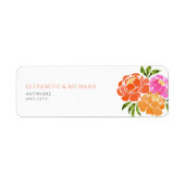 Hot Roze Sinaasappel Waterverf floral Label (Voorkant)