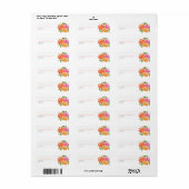Hot Roze Sinaasappel Waterverf floral Label (Full Sheet)