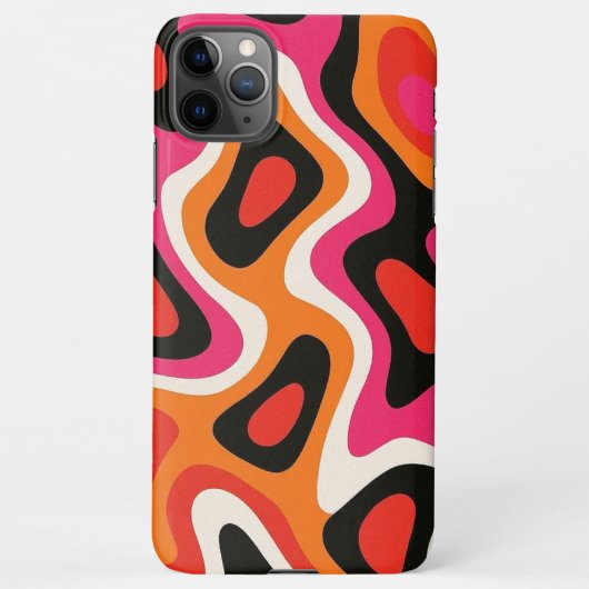 Hot Roze Sinaasappel Zwart Amorf Vormen Kunstpatro iPhone Hoesje (Achterkant)