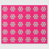 Hot-roze Snowflake Roze Kerstmis Cadeaupapier (Vlak)