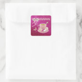 Hot-roze Sparkle Tea Party Custom Square Stickers (Tas)
