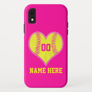 Hot-roze, speciaal voor Softball iPhone geschikte  iPhone XR Hoesje