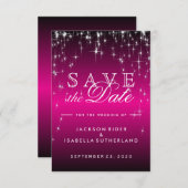 Hot-roze Star-lampjes - Sla de datum op Save The Date (Voorkant / Achterkant)