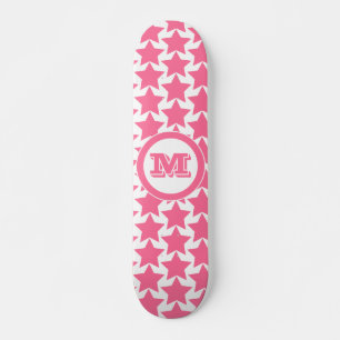 Hot-roze sterrenpatroon en monogram Meisjes Skateboard