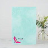 Hot-roze Stiletto High-Hiel-beeld op maat Briefpapier (Staand voorkant)