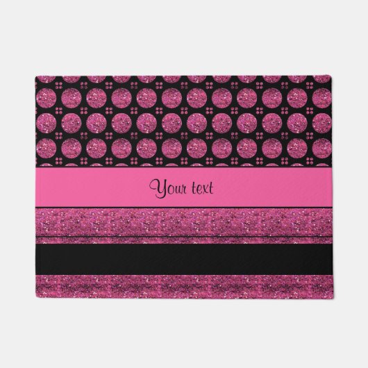 Hot-roze strepen en glitterspillen deurmat (Voorkant)