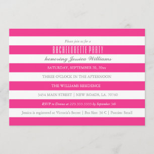 Hot-roze striped Bachelorette Party uitnodigingen