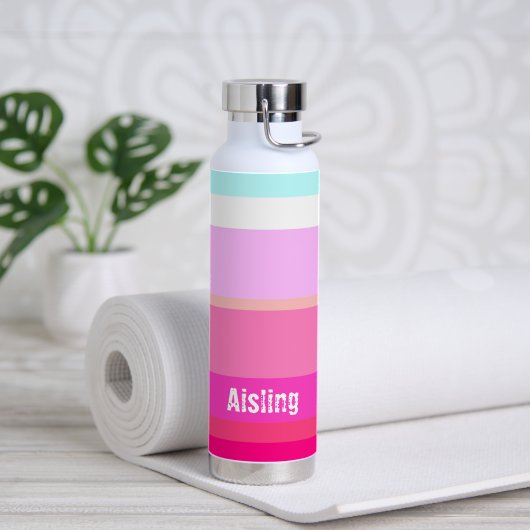Hot-roze stripes, aangepast waterfles (Yoga (Gedraaid)  )