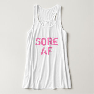 Hot-roze verblindende briefing "Sore AF"-werkout Tanktop