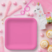 Hot Roze Vierkant Diner Papier Bord (Feest)