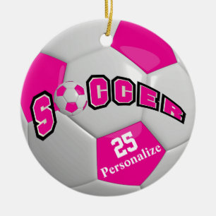 Hot-roze Voetbal Personaliseren Keramisch Ornament